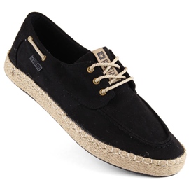 Semišové pánské boty, mokasíny, černé espadrilky Big Star NN174051 černý