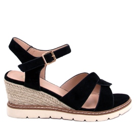Sermon Černé klínové espadrilky černá Sermon Černé klínové espadrilky černá