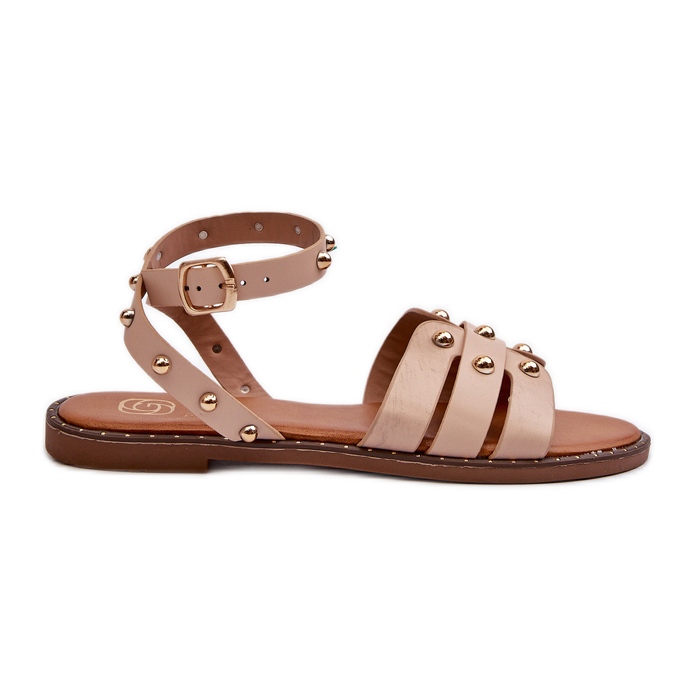 Béžové dámské zdobené ploché sandály značky Ianaera hnědý