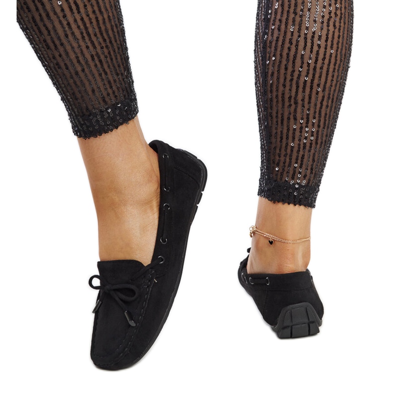 Černé mokasíny Hayam s mašlí černá Černé mokasíny Hayam s mašlí černá