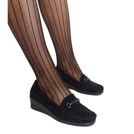 Amelovy černé mokasíny na klínku černý