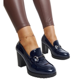 Námořnické modré lodičky na podpatku s patentem značky Giacoma modrý Námořnické modré lodičky na podpatku s patentem značky Giacoma modrý