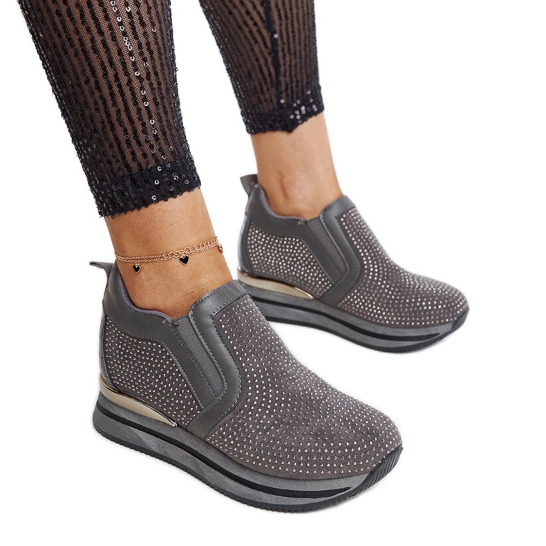 Tmavě šedé tenisky Cadelaria na klínku šedá Tmavě šedé tenisky Cadelaria na klínku šedá