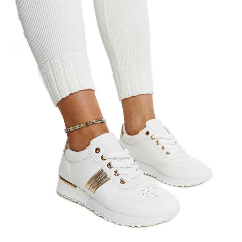 Bílé a zlaté tenisky na gumové platformě Nihad bílý