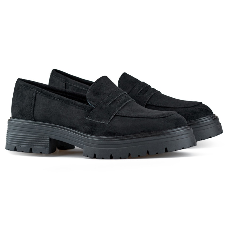 Dámské černé semišové mokasíny, černé mokasíny černá