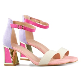 Růžové dámské sandály na vysokém podpatku se zapínáním na kotníky růžový Růžové dámské sandály na vysokém podpatku se zapínáním na kotníky růžový