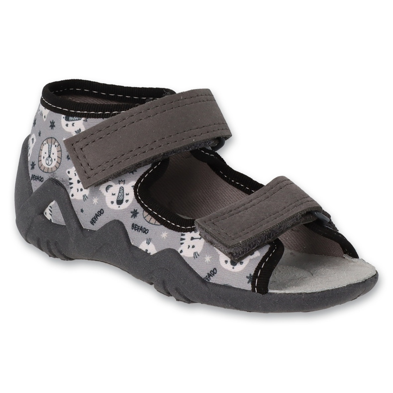 Dětské pantofle Befado s koženou vsadkou 350P047 šedá