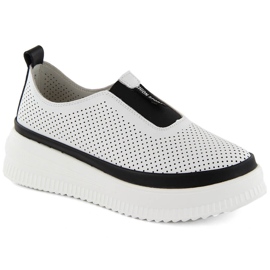 Kožené dámské sportovní slip-on creepers, bílé Artiker 54C1704 bílý Kožené dámské sportovní slip-on creepers, bílé Artiker 54C1704 bílý