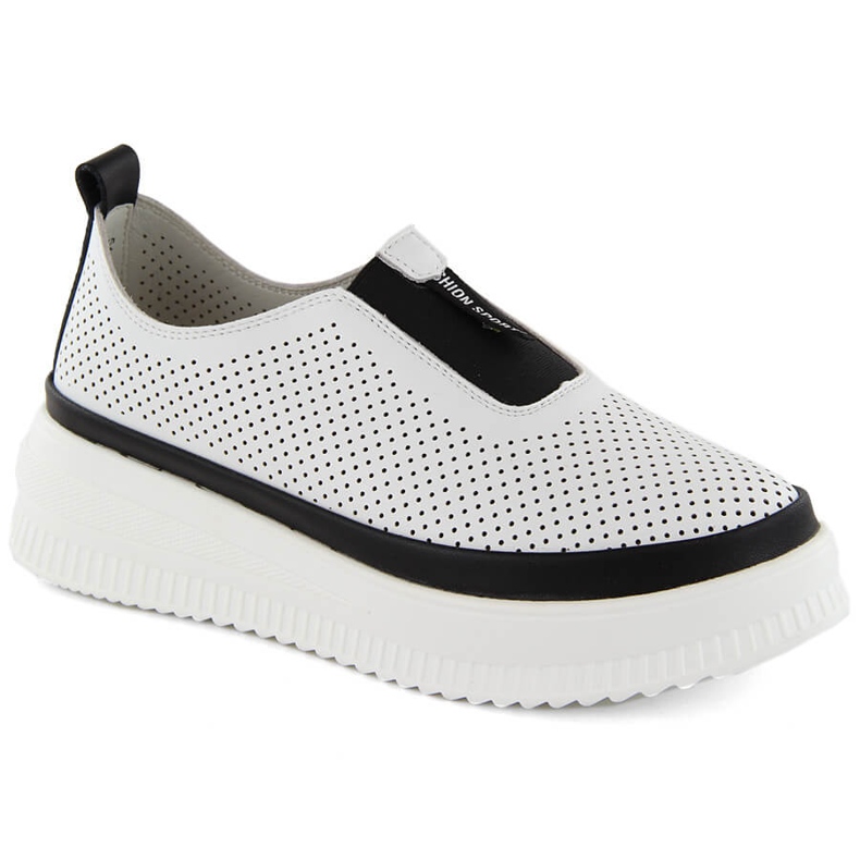 Kožené dámské sportovní slip-on creepers, bílé Artiker 54C1704 bílý