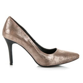 Vinceza Lesklé podpatky žlutá