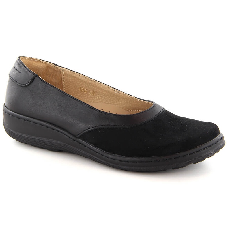 Pohodlné dámské kožené slip-on boty, černá Helios 426.0001.011