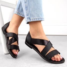 Dámské nazouvací sandály s gumičkou, černé Jezzi 3882 černá Dámské nazouvací sandály s gumičkou, černé Jezzi 3882 černá