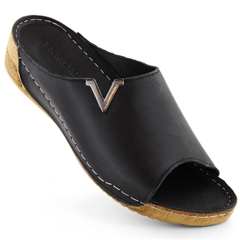 Dámské černé kožené žabky T.Sokolski L211 černá Dámské černé kožené žabky T.Sokolski L211 černá