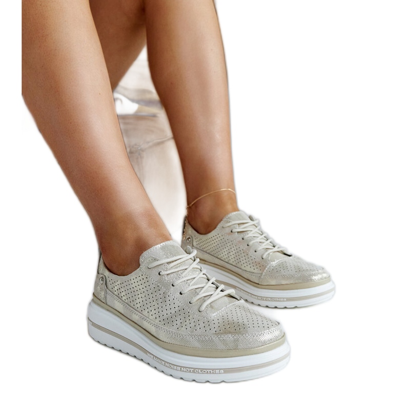 Klavírní zlaté kožené tenisky na klínku zlatý