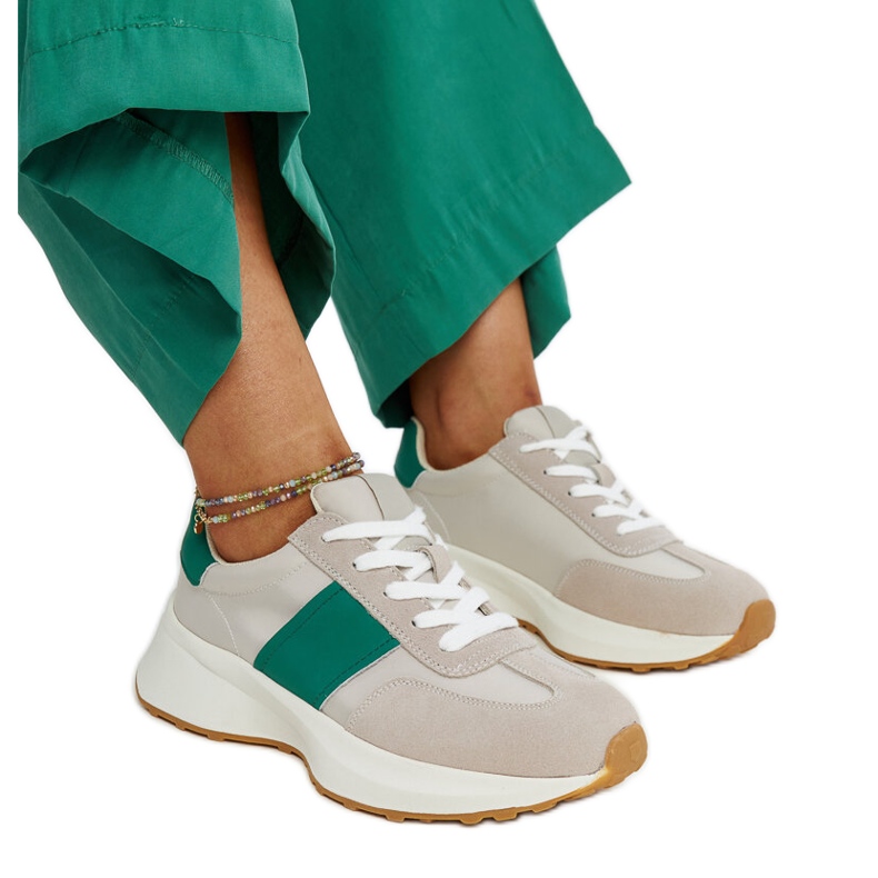 Šedé a zelené kožené tenisky značky Ganim šedá Šedé a zelené kožené tenisky značky Ganim šedá