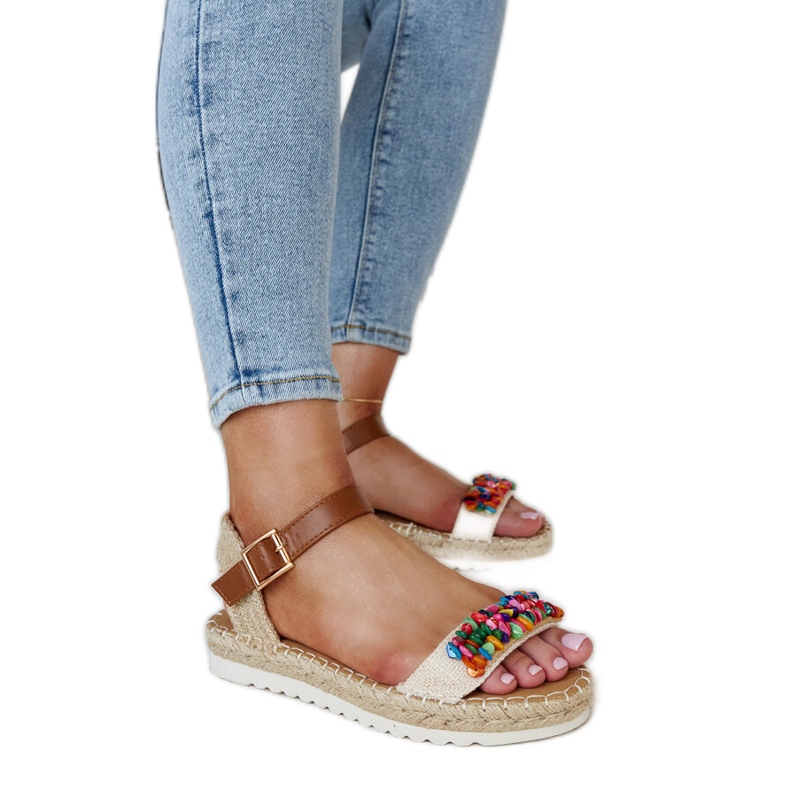 Béžové sandály s barevnými Galatine kameny béžový