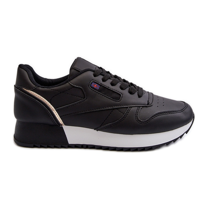 Černá šněrovací kožená sportovní obuv na platformě