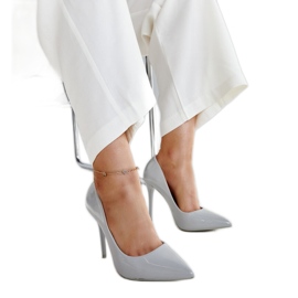 Šedé lakované lodičky s koženou vložkou Jadoin šedá Šedé lakované lodičky s koženou vložkou Jadoin šedá