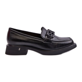 Vinceza Elegantní dámské kožené mokasíny Black Triana černá