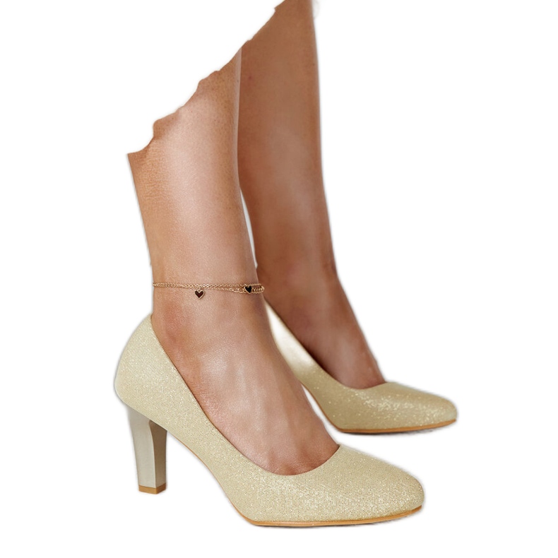 Zlaté lesklé lodičky s koženou stélkou Antibies zlatý