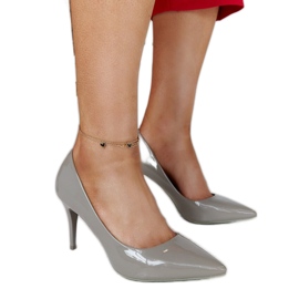 Šedé lakované lodičky s koženou vložkou Alsacea šedá