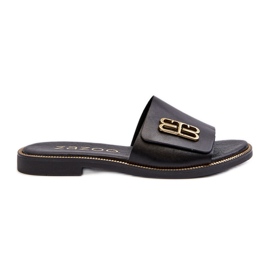 Zazoo 40384 Elegantní dámské kožené žabky, černé černý