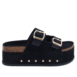 Korkové žabky na platformě Galzai Black černý