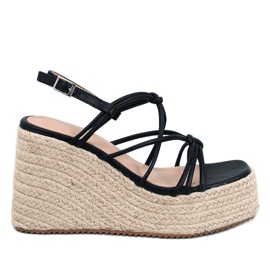 Pascai Černé espadrilkové sandály na klínku černý