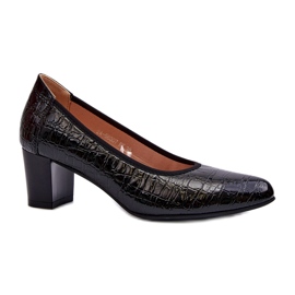 Vinceza Lakované lodičky s černou ražbou černý