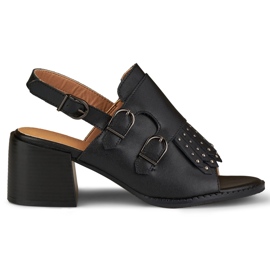 La.Fi Černé sandály s cvočky černý