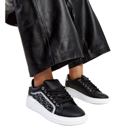 Černé tenisky na platformě se třpytkami Fekete černý