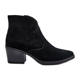 S.Barski Semišové kovbojské boty se zipem D&amp;A SN622-29 Black černý