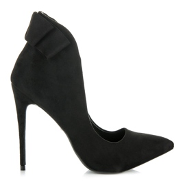 Vices Semišové podpatky s mašlí černý