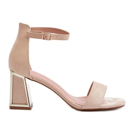 Semišové sandály na vysokém podpatku Beige Pholia béžový Semišové sandály na vysokém podpatku Beige Pholia béžový