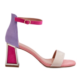 Semišové sandály na vysokém podpatku, Pink Pholia vícebarevný Semišové sandály na vysokém podpatku, Pink Pholia vícebarevný