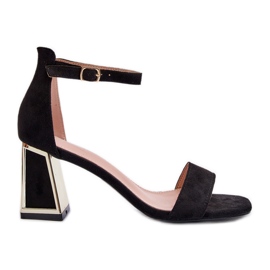 Černé semišové sandály Pholia na vysokém podpatku černá
