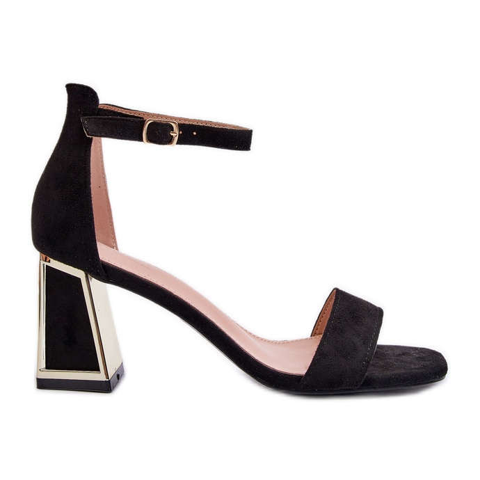 Černé semišové sandály Pholia na vysokém podpatku černá