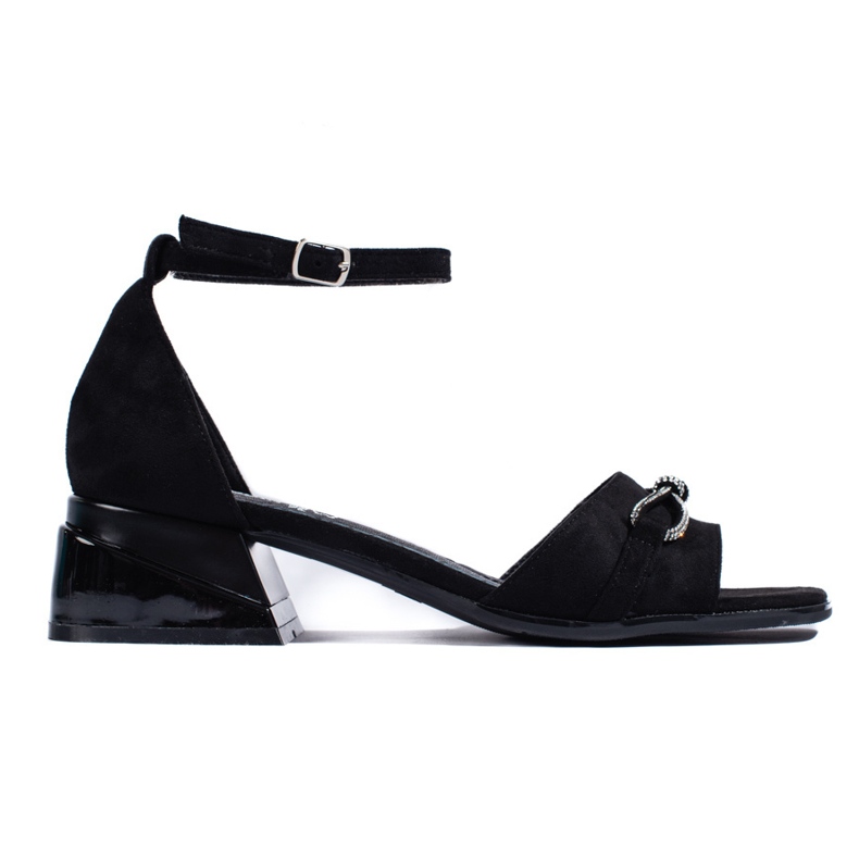 Goodin Černé semišové sandály na nízkém podpatku černá