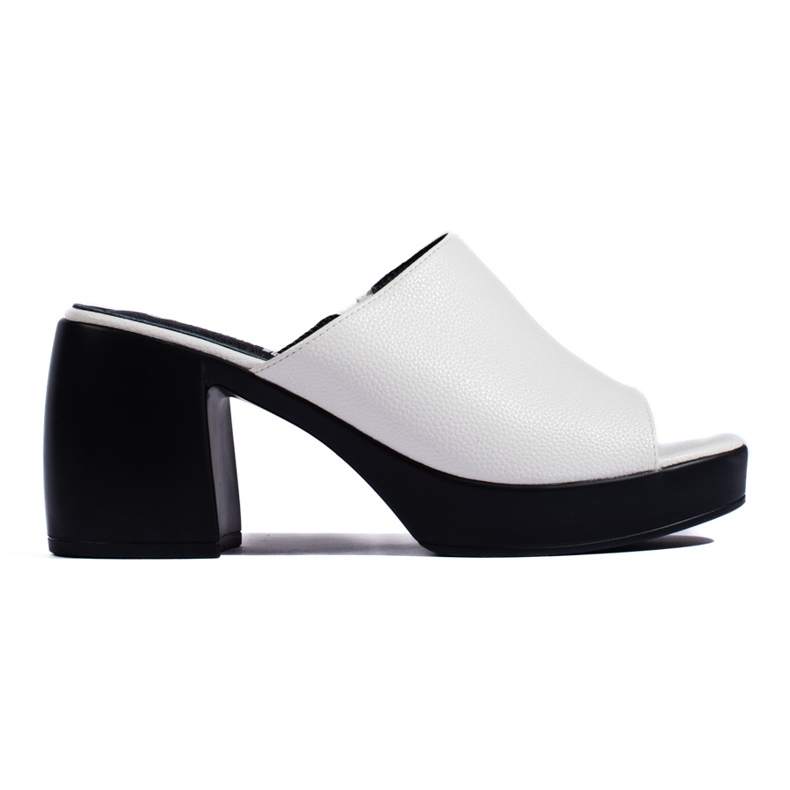 Goodin Bílé dámské žabky na vysokém podpatku bílý