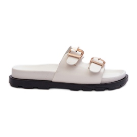 Dámské žabky z eko kůže s přezkami, bílá Valmira bílý