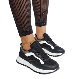 Černé tenisky na platformě se třpytkami Evelia černý