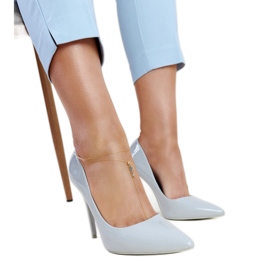 Světle šedé lakované lodičky s koženou vložkou Jadoin šedá