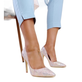 Růžové metalické vysoké podpatky s koženou vložkou Serranillos růžový Růžové metalické vysoké podpatky s koženou vložkou Serranillos růžový