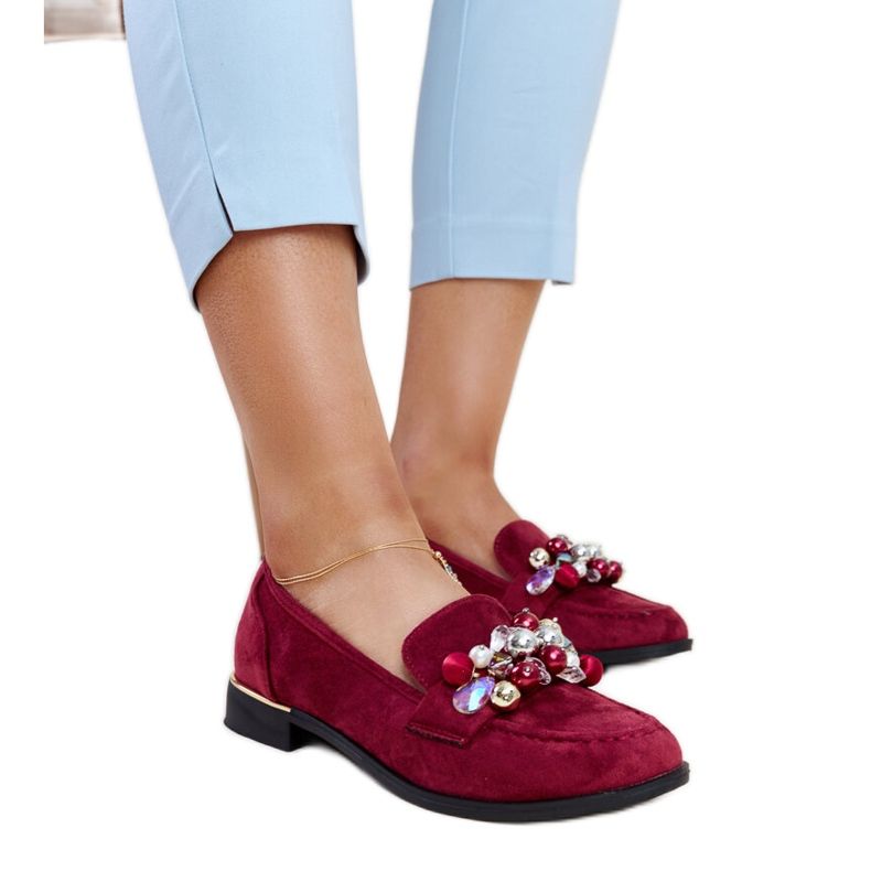Vínové mokasíny s dekoracemi Dahera červené Vínové mokasíny s dekoracemi Dahera červené