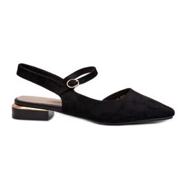 Dámské baleríny na nízkém podpatku s otevřenými podpatky Sergio Leone SK831 Black černá Dámské baleríny na nízkém podpatku s otevřenými podpatky Sergio Leone SK831 Black černá