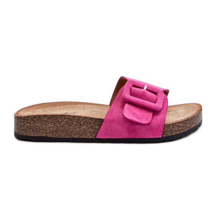 Dámské žabky s přezkou Eco Suede Fuchsia Laeltia růžový