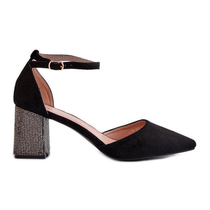 Lodičky z eko semiše na zdobeném podpatku, černá Anlitela