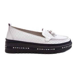 Dámské kožené mokasíny na platformě, bílá Assetnima bílý Dámské kožené mokasíny na platformě, bílá Assetnima bílý