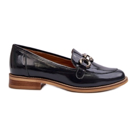 Dámské kožené lakované mokasíny Laura Messi 2760 Navy Blue modrý