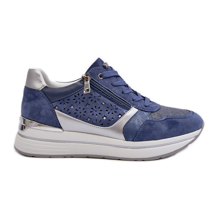 Dámské tenisky na platformě s prolamovaným vzorem a třpytkami INBLU IN000372 Modrá modrý Dámské tenisky na platformě s prolamovaným vzorem a třpytkami INBLU IN000372 Modrá modrý